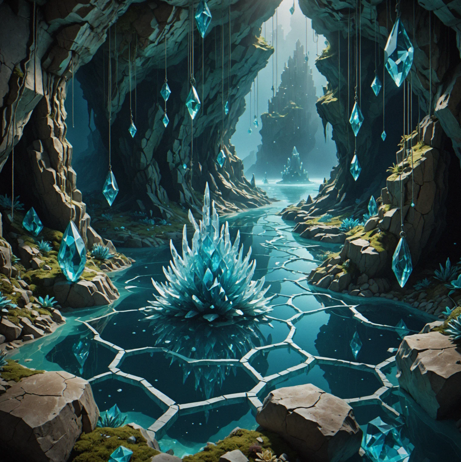 Crystal structures jut out everywhere, creating a maze where only one path gets you through safely